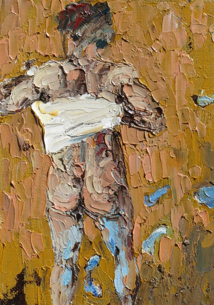 Man after the bath - oil painting