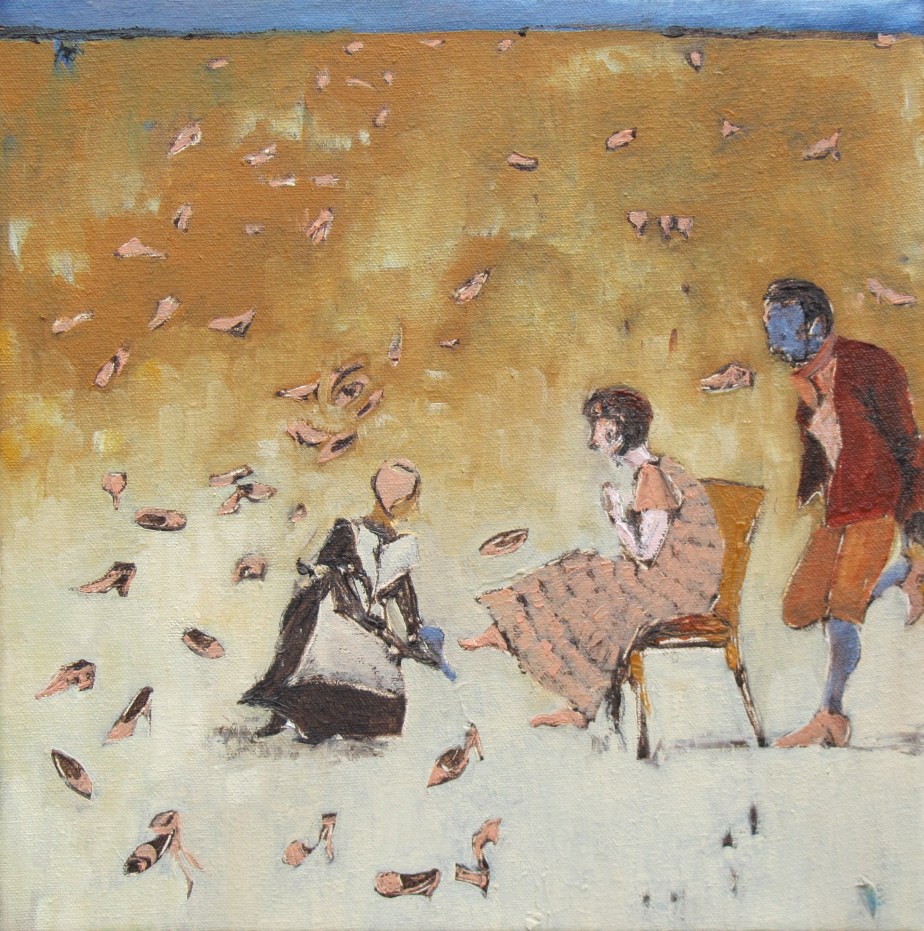 Cinderella with shoes oil painting