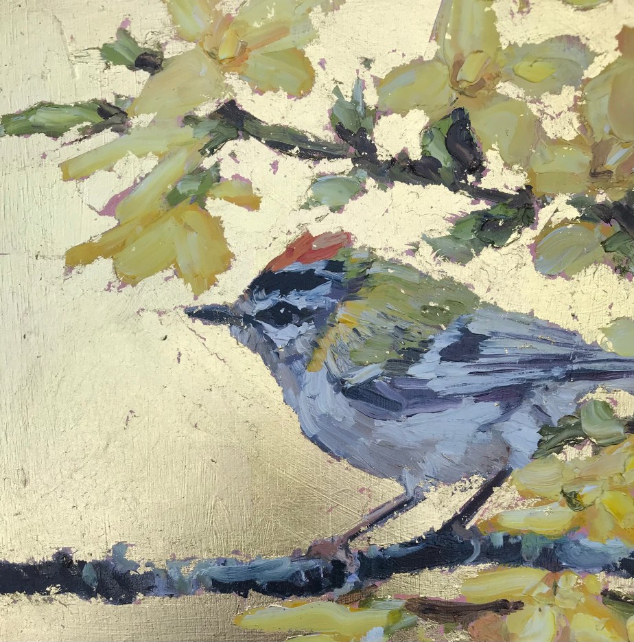 Firecrest bird painting