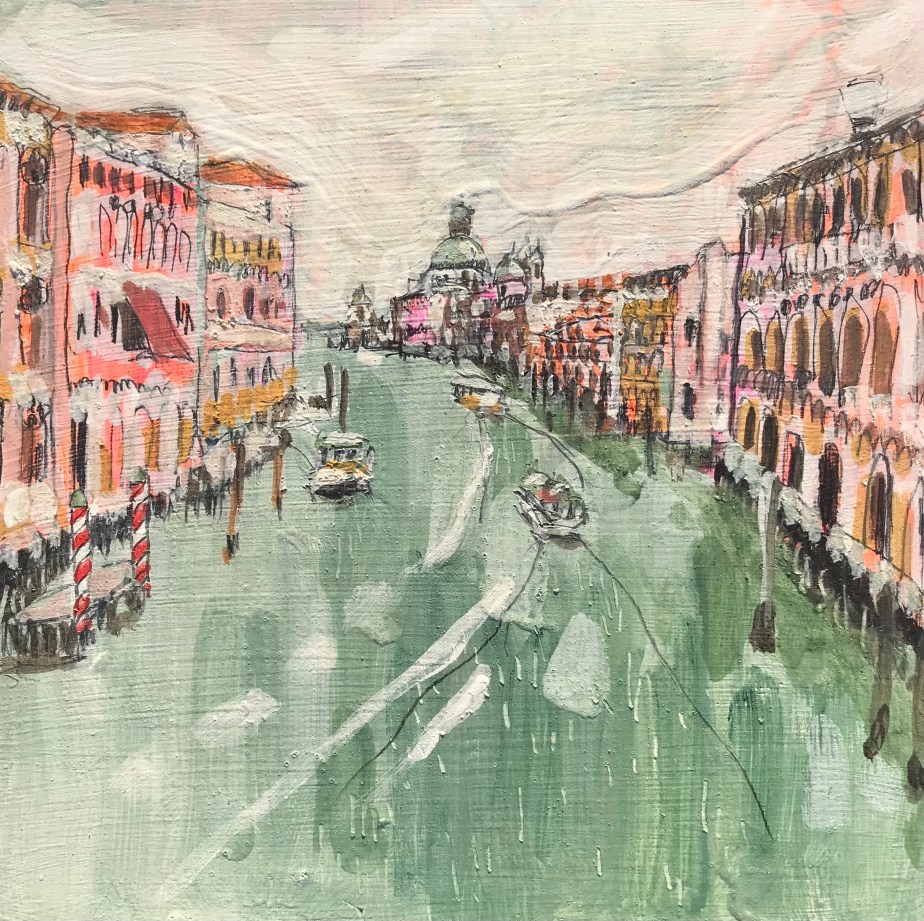 Grand canal Venice egg tempera painting