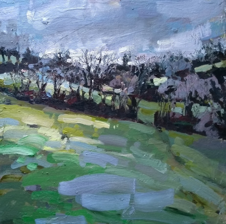 Fields and hedges oil painting