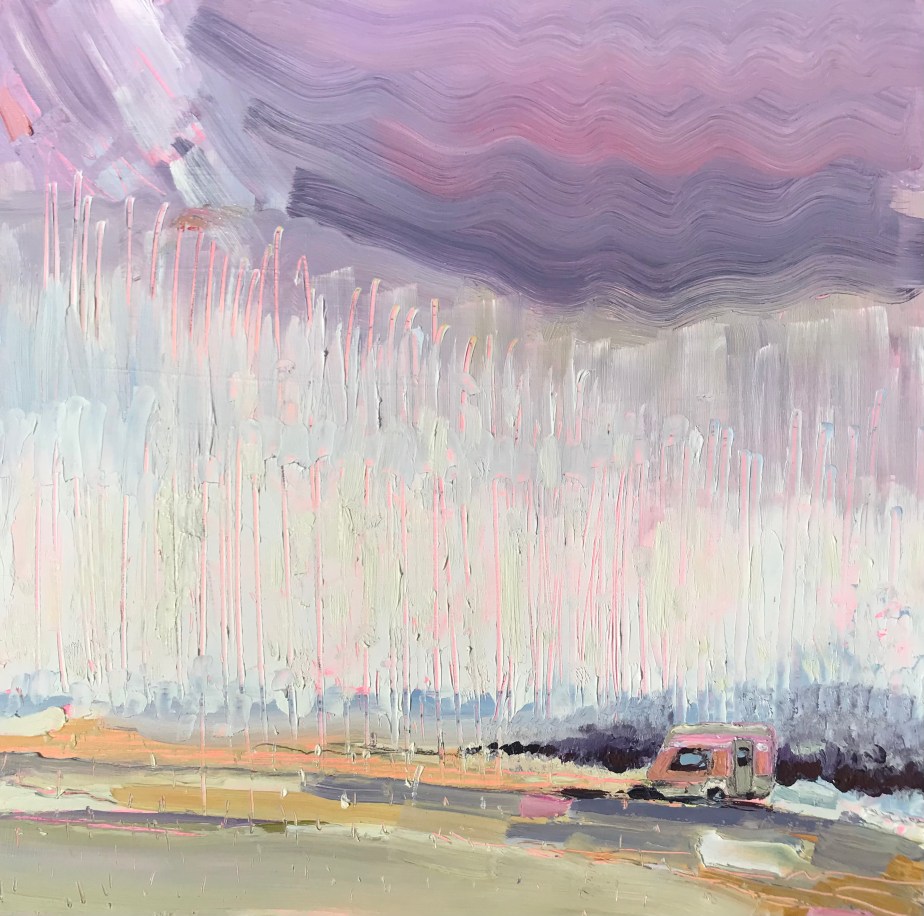 Caravan under a cloud - oil painting